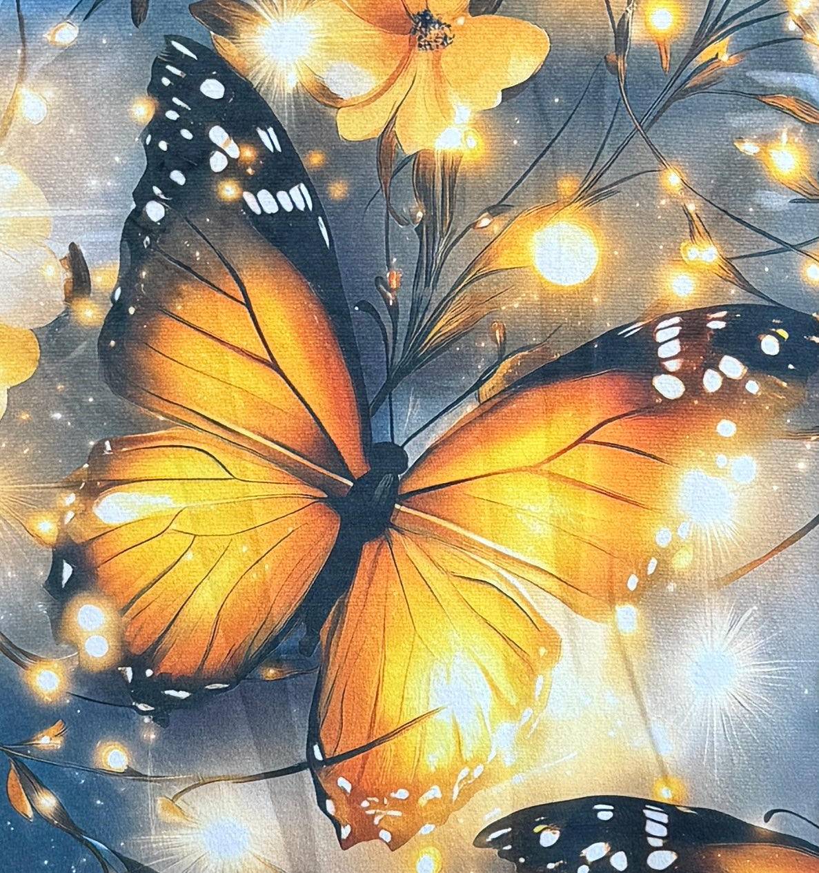 Monarch Butterflies on Black Luxe Large Minky Blanket 55x79