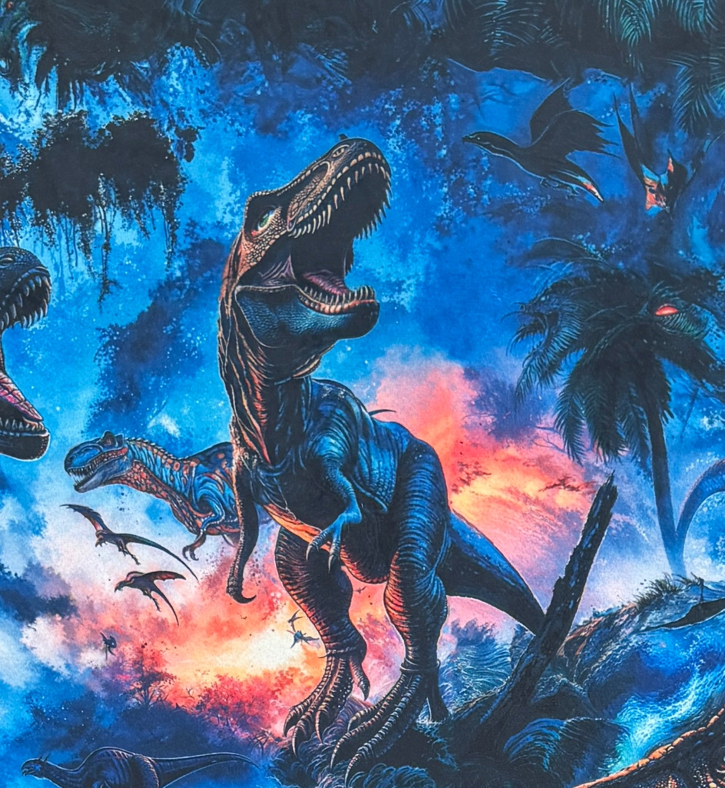 Dinosaurs on Pacific Blue Luxe Large Minky Blanket 55x79