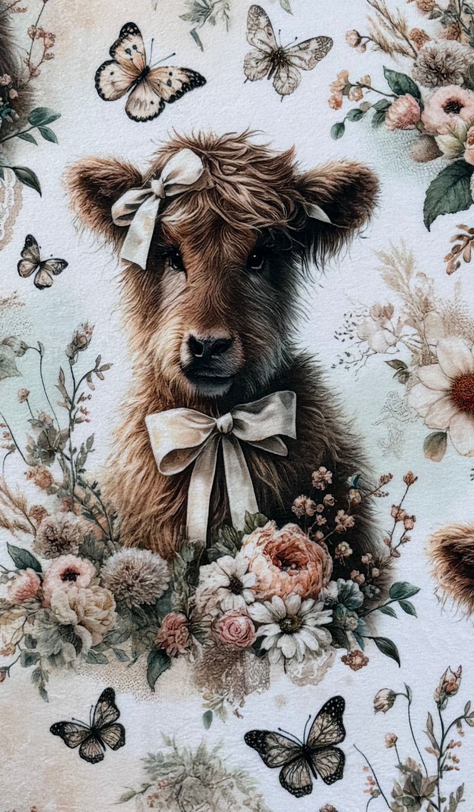 Baby Highland Cow on Shell Luxe 33x42 Baby Size with Pillowcase