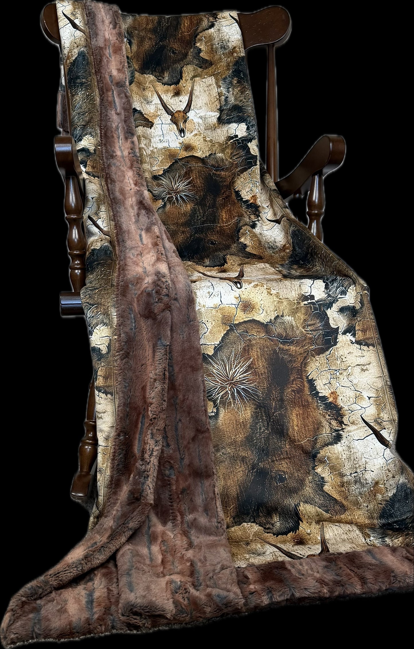 Rustic Skulls on Rusty Copper Luxe Large 56x79 Minky Blanket