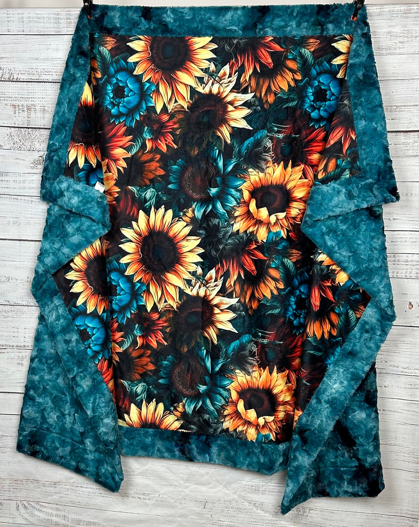Sunflowers on Galaxy Luxe 55x79 Large Minky Blanket