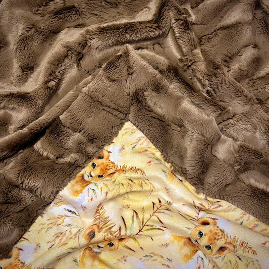 Lion Cub Luxe Truffle Minky Baby Blanket - 36x47